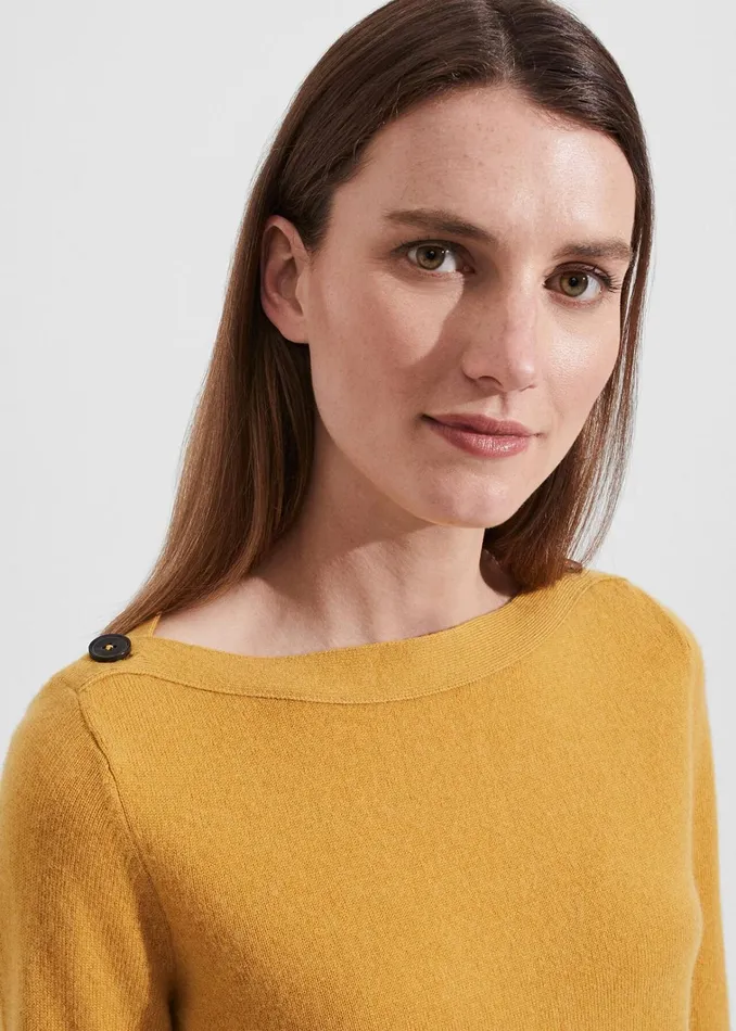 Women Brinley Wool Cashmere Jumper Golden Yellow Hobbs Jumpers and Cardigans