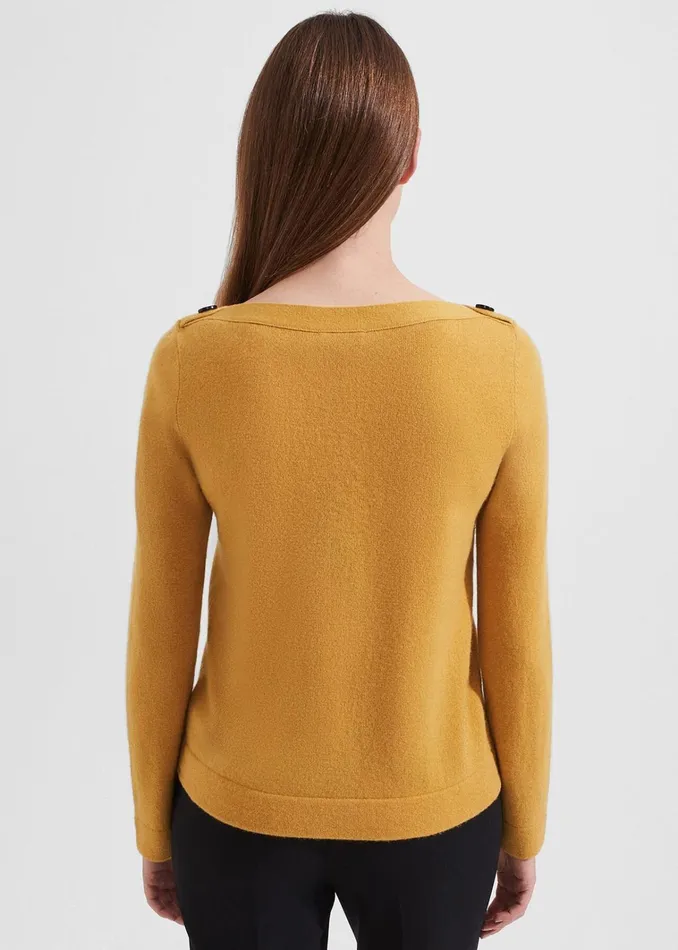 Women Brinley Wool Cashmere Jumper Golden Yellow Hobbs Jumpers and Cardigans