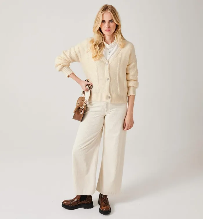Women Cable Knit Cardigan 8211 Ecru Promod Jumpers And Cardigans Women Cable Knit Cardigan 8211 Ecru Promod Jumpers And Cardigans