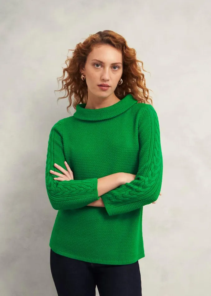 Women Camilla Cotton Jumper Lush Green Hobbs Jumpers and Cardigans