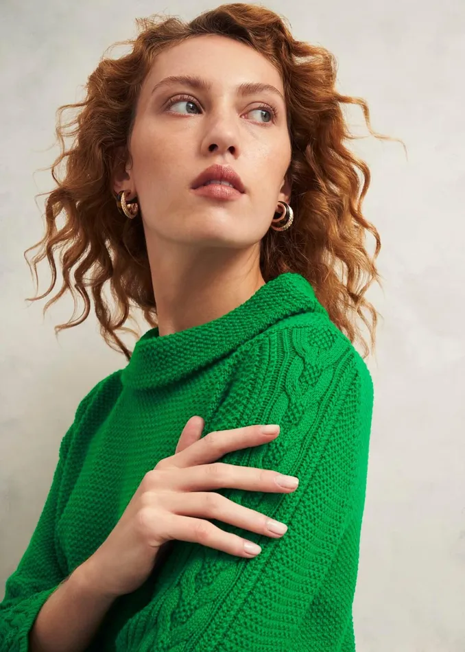 Women Camilla Cotton Jumper Lush Green Hobbs Jumpers and Cardigans