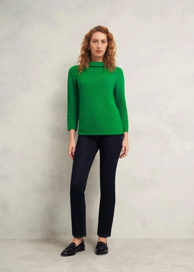 Women Camilla Cotton Jumper Lush Green Hobbs Jumpers and Cardigans