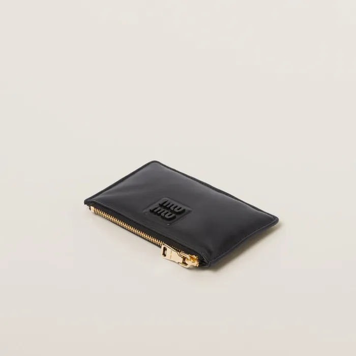 Women Card Holders Miu Miu Leather Envelope Wallet Black