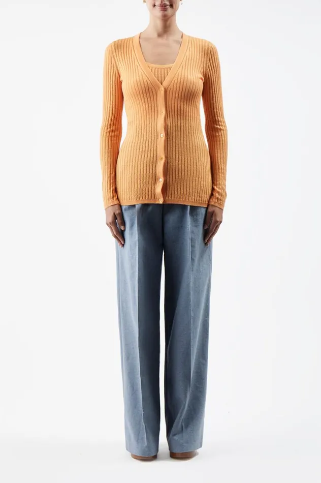 Women Cardigans Gabriela Hearst Homer Pointelle Knit Cardigan In Fluorescent Orange Cashmere Silk