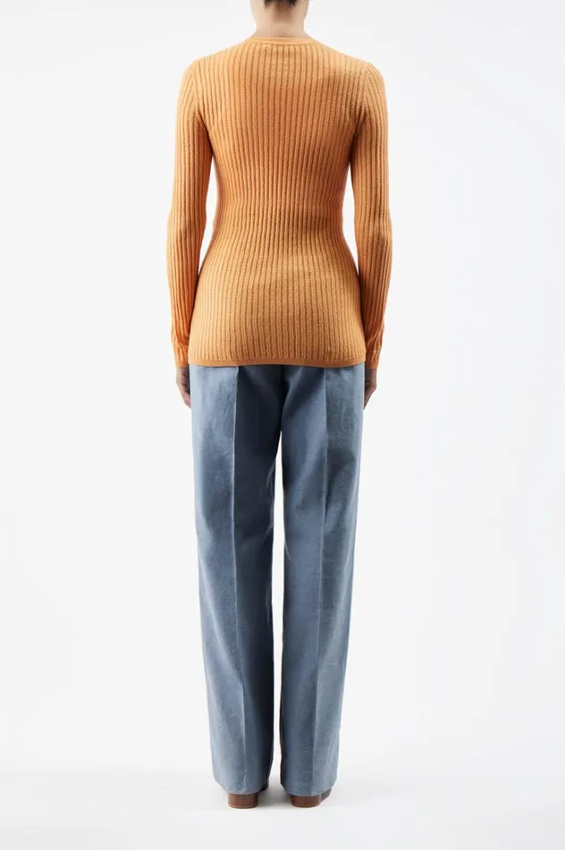 Women Cardigans Gabriela Hearst Homer Pointelle Knit Cardigan In Fluorescent Orange Cashmere Silk