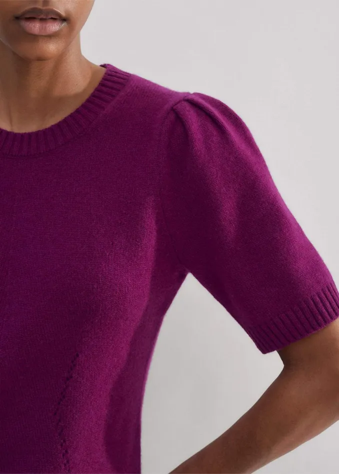 Women Cashmere Feminine Sleeve Tee Intense Plum MEEM