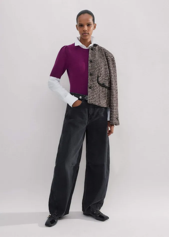 Women Cashmere Feminine Sleeve Tee Intense Plum MEEM