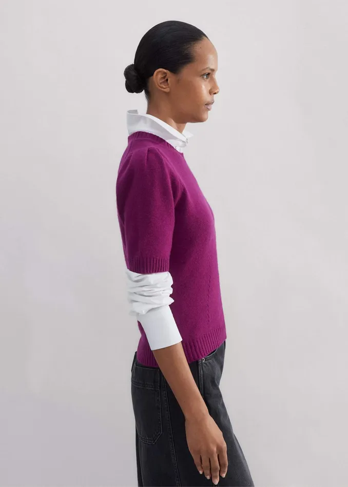 Women Cashmere Feminine Sleeve Tee Intense Plum MEEM