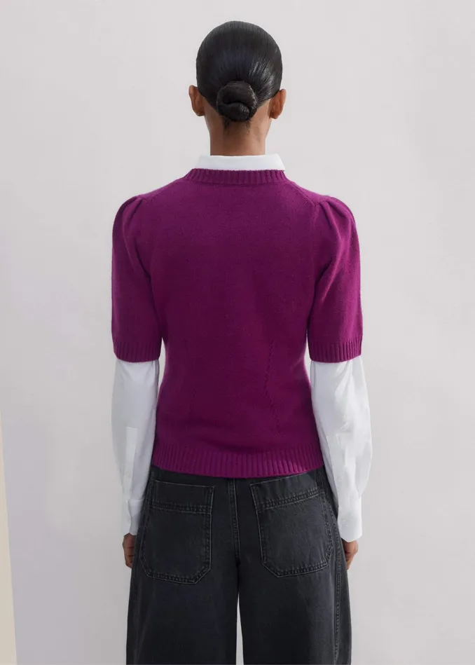 Women Cashmere Feminine Sleeve Tee Intense Plum MEEM