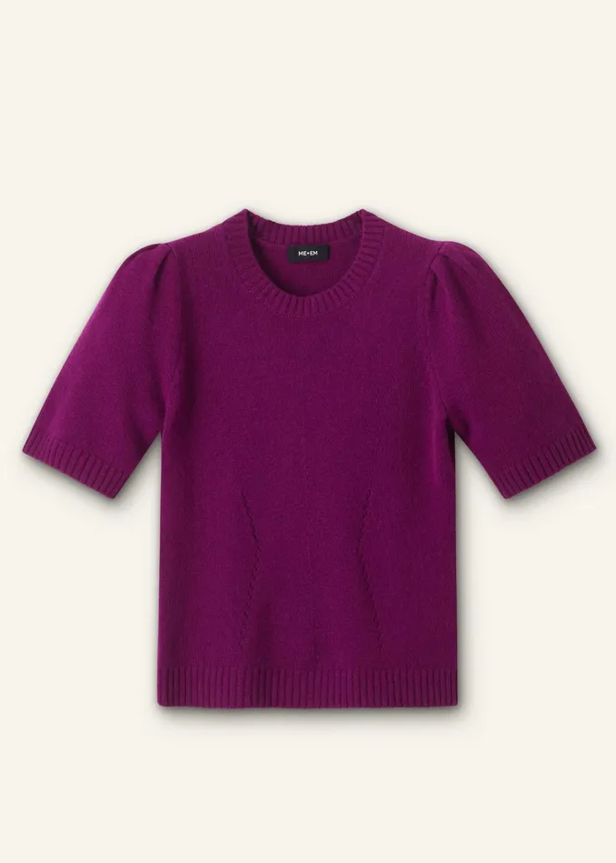 Women Cashmere Feminine Sleeve Tee Intense Plum MEEM