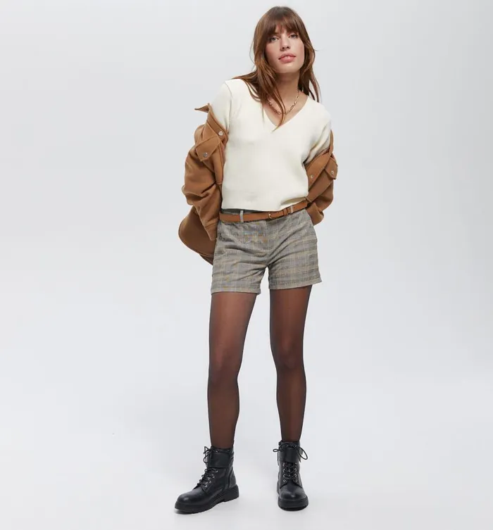 Women Checked Shorts 8211 Multicolour Checks Promod Shorts Women Checked Shorts 8211 Multicolour Checks Promod Shorts