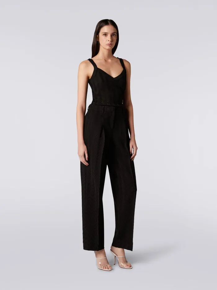 Women Classic Cotton And Viscose Trousers Black Missoni Trousers