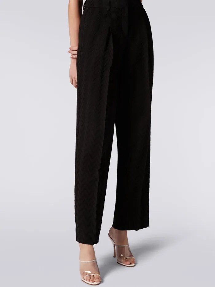 Women Classic Cotton And Viscose Trousers Black Missoni Trousers