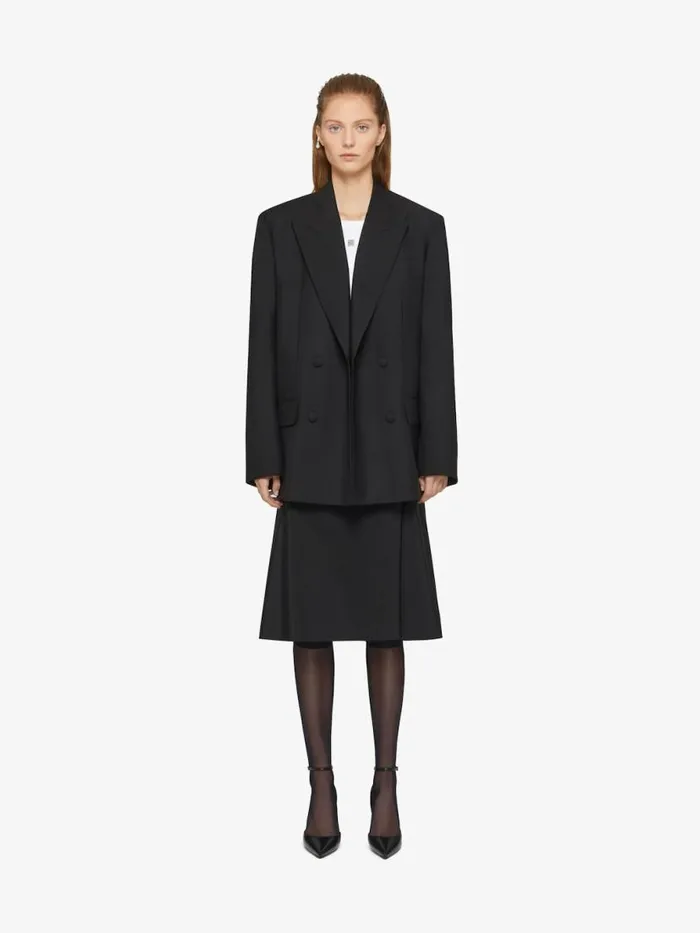 Women Coats and Jackets Givenchy Oversized Double Breasted Jacket In Wool And Mohair Black