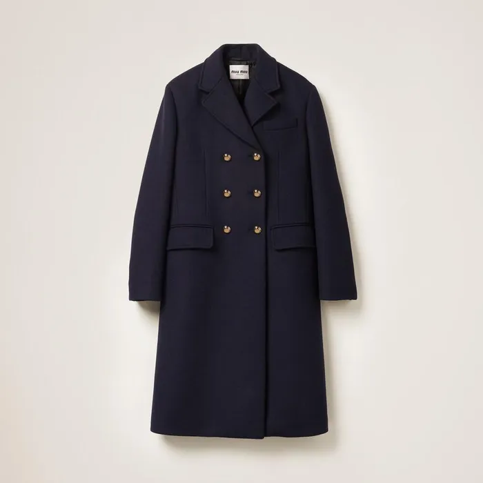 Women Coats And Jackets Miu Miu Doublebreasted Cloth Coat Navy