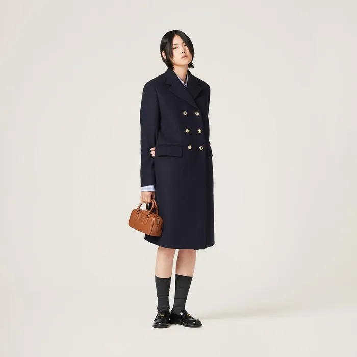 Women Coats And Jackets Miu Miu Doublebreasted Cloth Coat Navy Women Coats And Jackets Miu Miu Doublebreasted Cloth Coat Navy