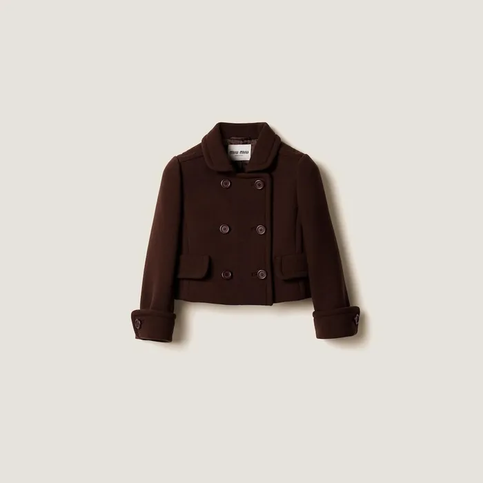 Women Coats And Jackets Miu Miu Doublebreasted Natt Jacket Cocoa Brown