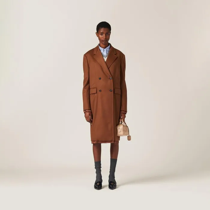 Women Coats And Jackets Miu Miu Doublebreasted Velour Coat Tobacco Women Coats And Jackets Miu Miu Doublebreasted Velour Coat Tobacco