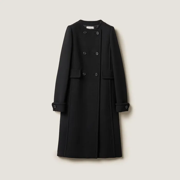 Women Coats And Jackets Miu Miu Natt Toile Doublebreasted Coat Black