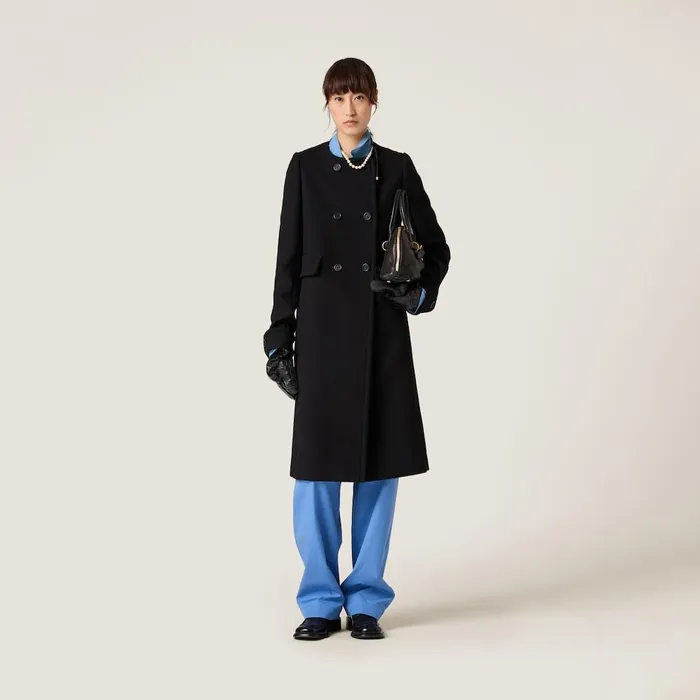 Women Coats And Jackets Miu Miu Natt Toile Doublebreasted Coat Black Women Coats And Jackets Miu Miu Natt Toile Doublebreasted Coat Black