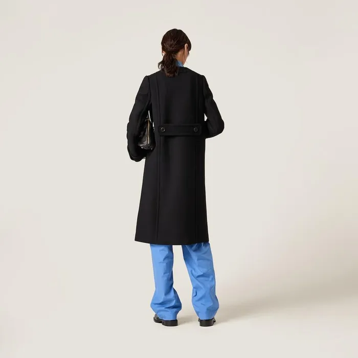 Women Coats And Jackets Miu Miu Natt Toile Doublebreasted Coat Black Women Coats And Jackets Miu Miu Natt Toile Doublebreasted Coat Black