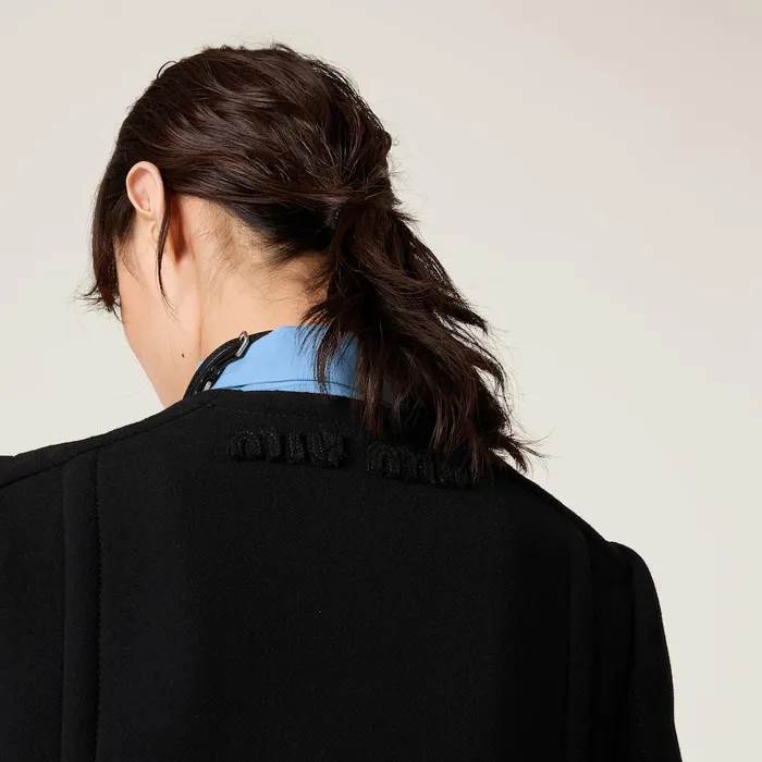 Women Coats And Jackets Miu Miu Natt Toile Doublebreasted Coat Black Women Coats And Jackets Miu Miu Natt Toile Doublebreasted Coat Black