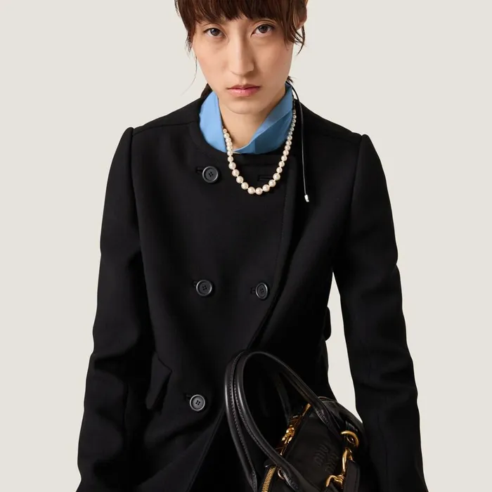 Women Coats And Jackets Miu Miu Natt Toile Doublebreasted Coat Black Women Coats And Jackets Miu Miu Natt Toile Doublebreasted Coat Black