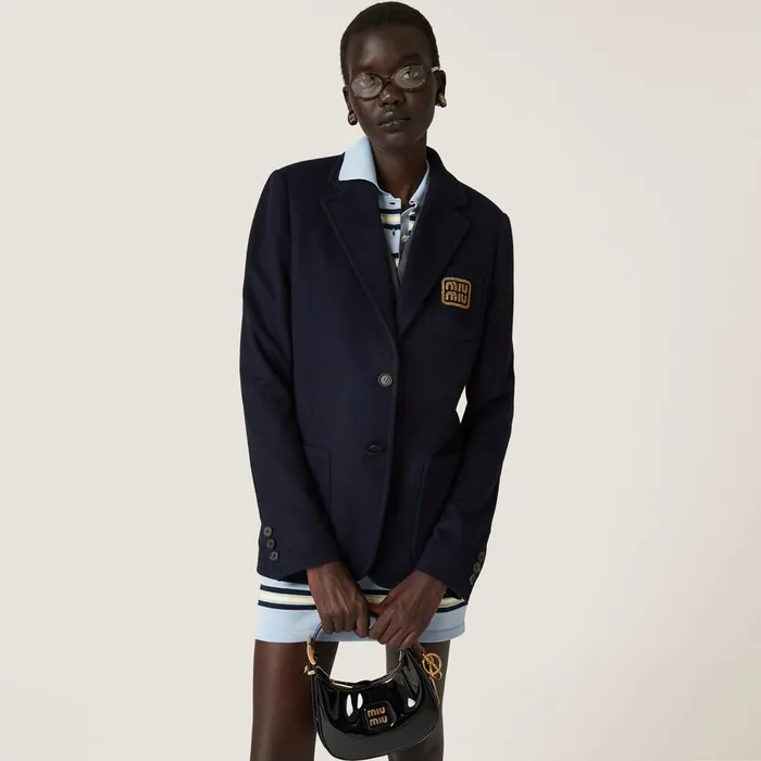 Women Coats And Jackets Miu Miu Singlebreasted Velour Jacket Navy Women Coats And Jackets Miu Miu Singlebreasted Velour Jacket Navy