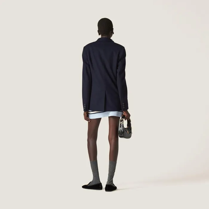 Women Coats And Jackets Miu Miu Singlebreasted Velour Jacket Navy Women Coats And Jackets Miu Miu Singlebreasted Velour Jacket Navy