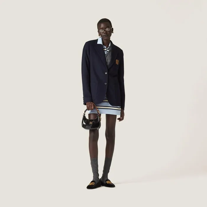 Women Coats And Jackets Miu Miu Singlebreasted Velour Jacket Navy Women Coats And Jackets Miu Miu Singlebreasted Velour Jacket Navy