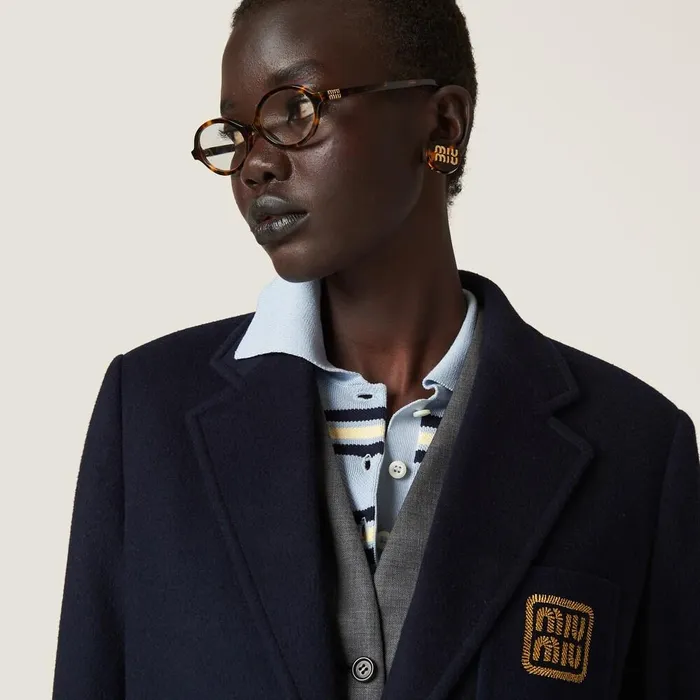 Women Coats And Jackets Miu Miu Singlebreasted Velour Jacket Navy Women Coats And Jackets Miu Miu Singlebreasted Velour Jacket Navy