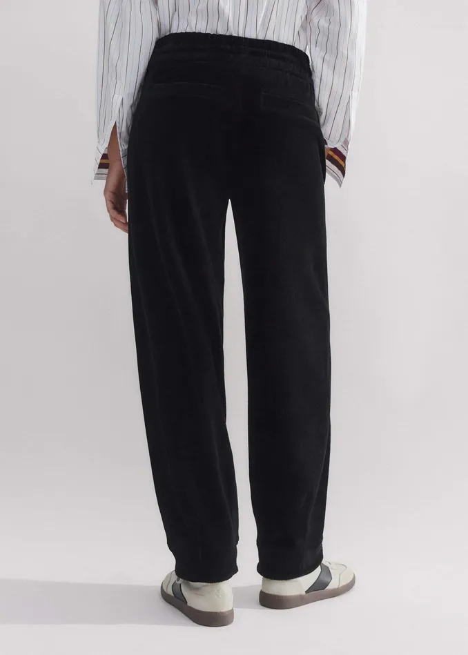 Women Cord Velour Statement Sweatpant Black MEEM