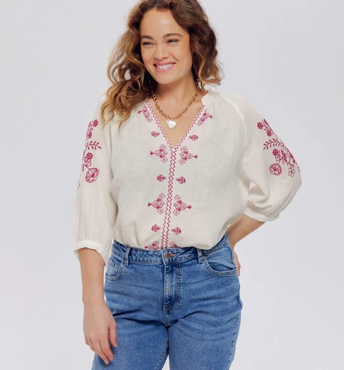 Women Cotton Gauze Blouse 8211 White Promod Shirts And Tunics
