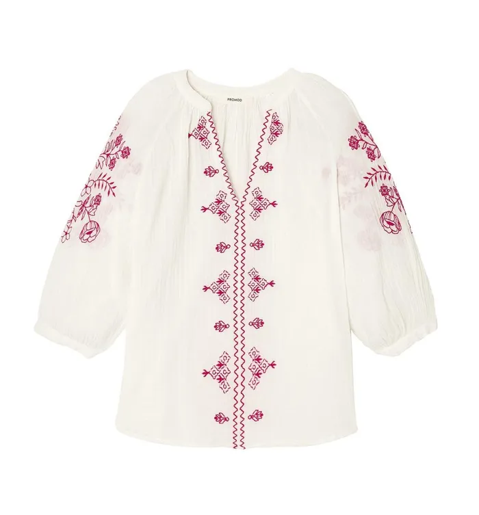 Women Cotton Gauze Blouse 8211 White Promod Shirts And Tunics Women Cotton Gauze Blouse 8211 White Promod Shirts And Tunics
