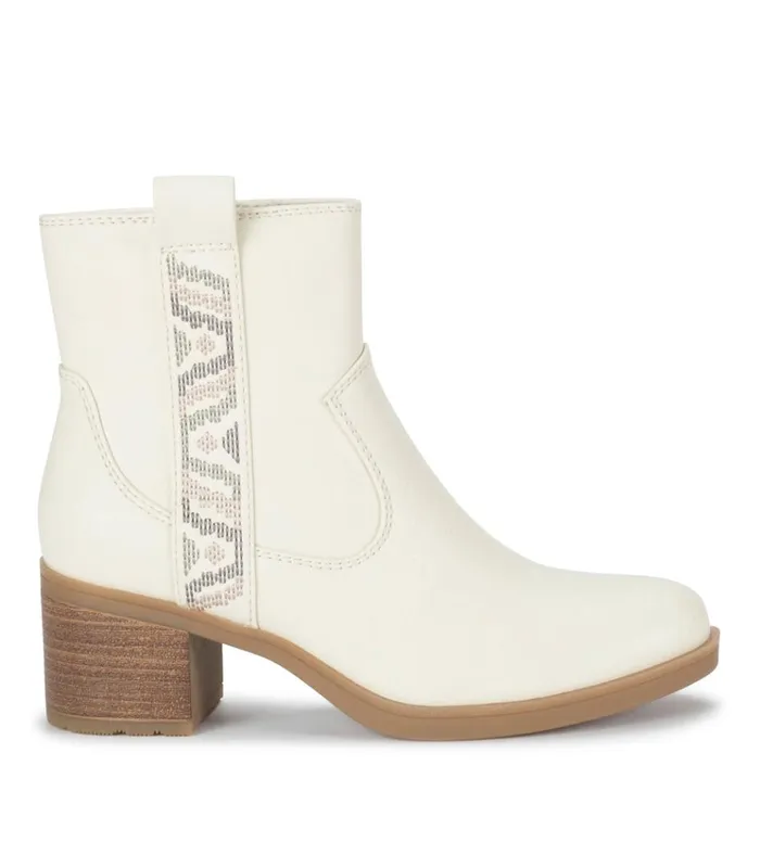 Women Covina Block Heel Bootie Cream Baretraps Booties