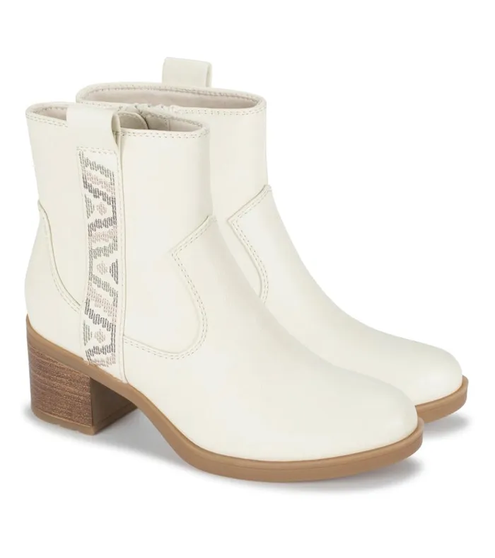 Women Covina Block Heel Bootie Cream Baretraps Booties
