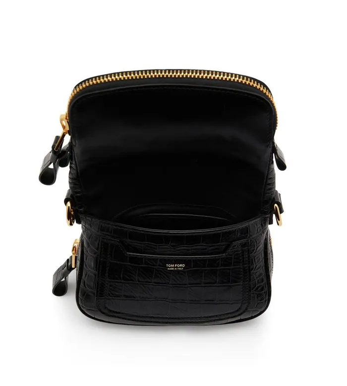 Women Cross Body Bags Tom Ford Shiny Stamped Crocodile Leather Jennifer Mini Bag Black Women Cross Body Bags Tom Ford Shiny Stamped Crocodile Leather Jennifer Mini Bag Black
