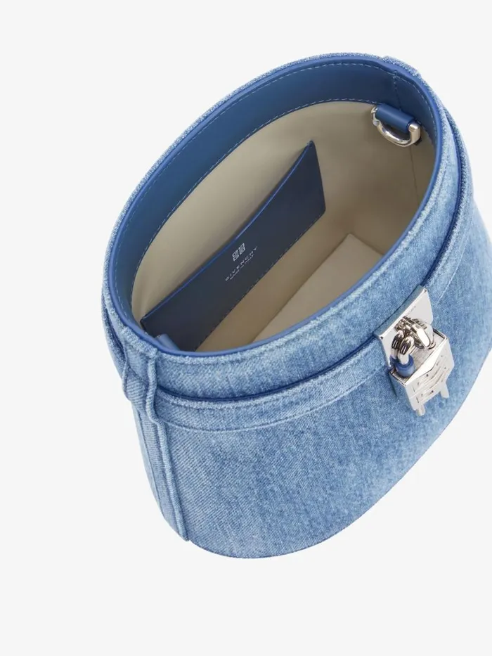 Women Crossbody Bags Givenchy Shark Lock Bucket Bag In Washed Denim Medium Blue Women Crossbody Bags Givenchy Shark Lock Bucket Bag In Washed Denim Medium Blue