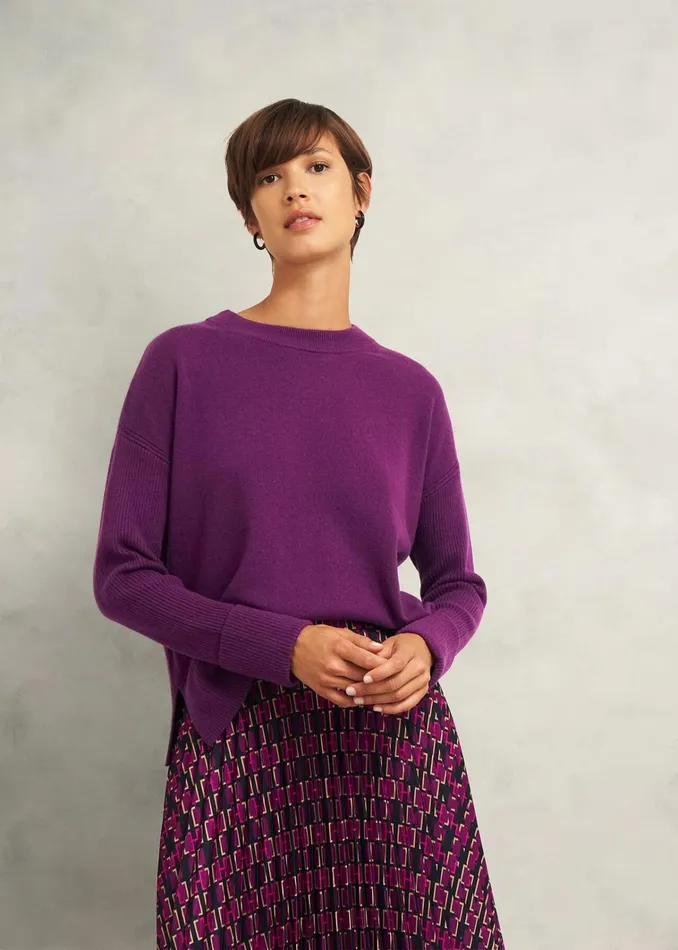 Women Darla Jumper With Cashmere Vibrant Purple Hobbs Jumpers and Cardigans