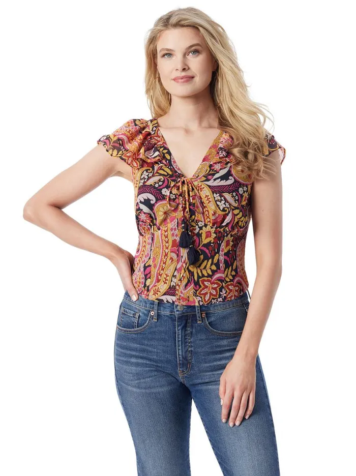 Women Dixie Cropped Blouse In Paisley World Jessica Simpson Tops and Tees
