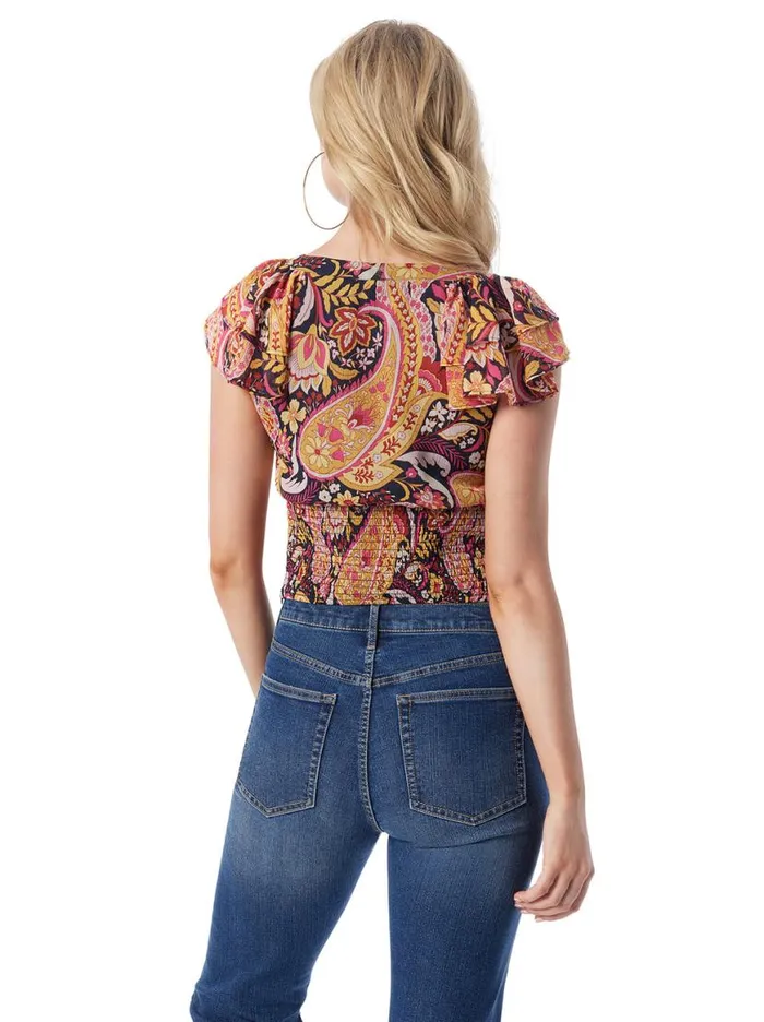 Women Dixie Cropped Blouse In Paisley World Jessica Simpson Tops and Tees