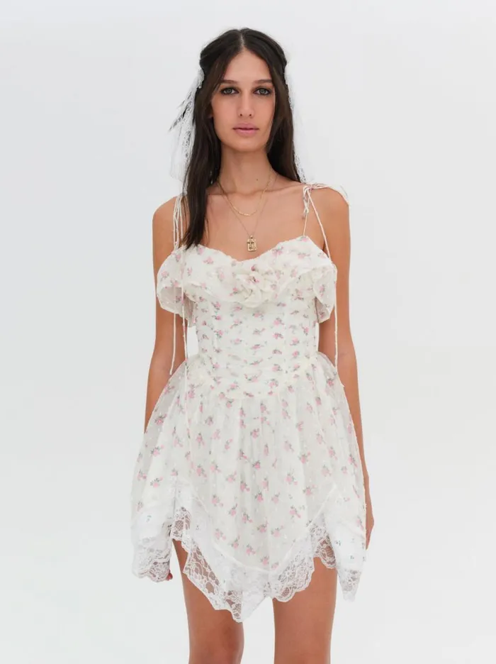 Women Dresses For Love and Lemons Amelia Mini Dress White