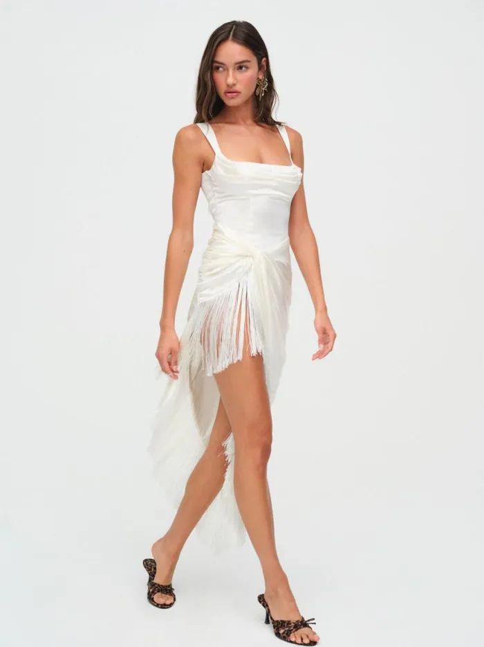 Women Dresses For Love and Lemons Anisa Fringe Midi Dress Ivory Women Dresses For Love and Lemons Anisa Fringe Midi Dress Ivory