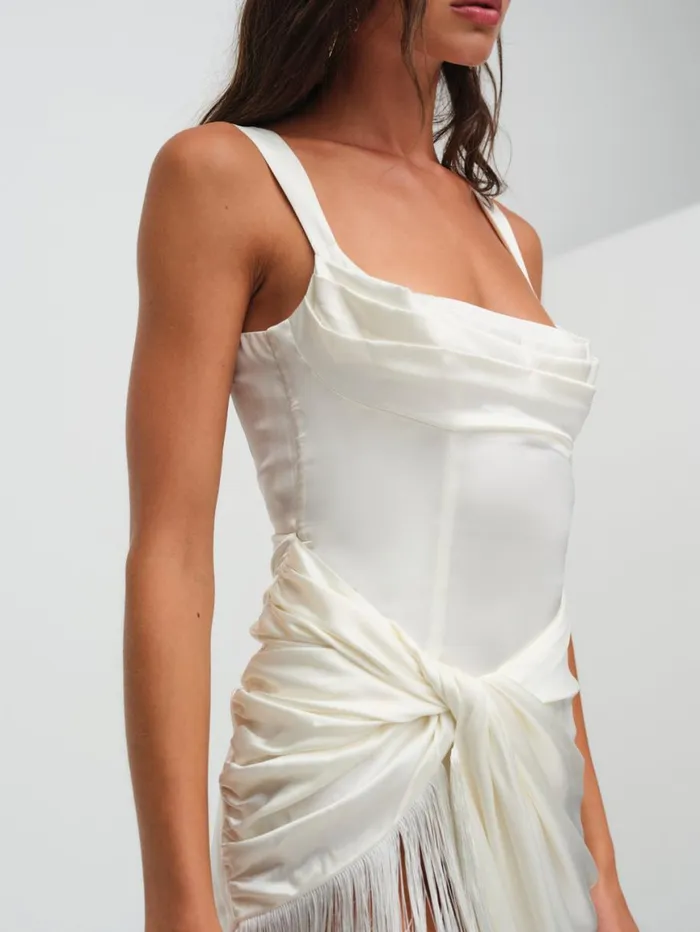 Women Dresses For Love and Lemons Anisa Fringe Midi Dress Ivory Women Dresses For Love and Lemons Anisa Fringe Midi Dress Ivory