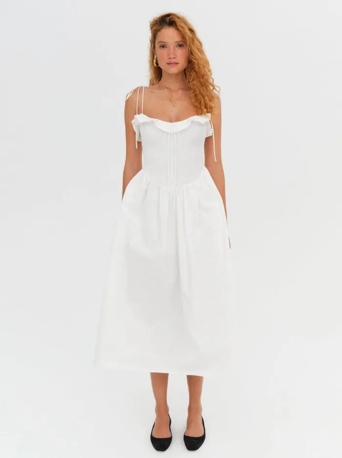 Women Dresses For Love and Lemons Bethany Midi Dress White