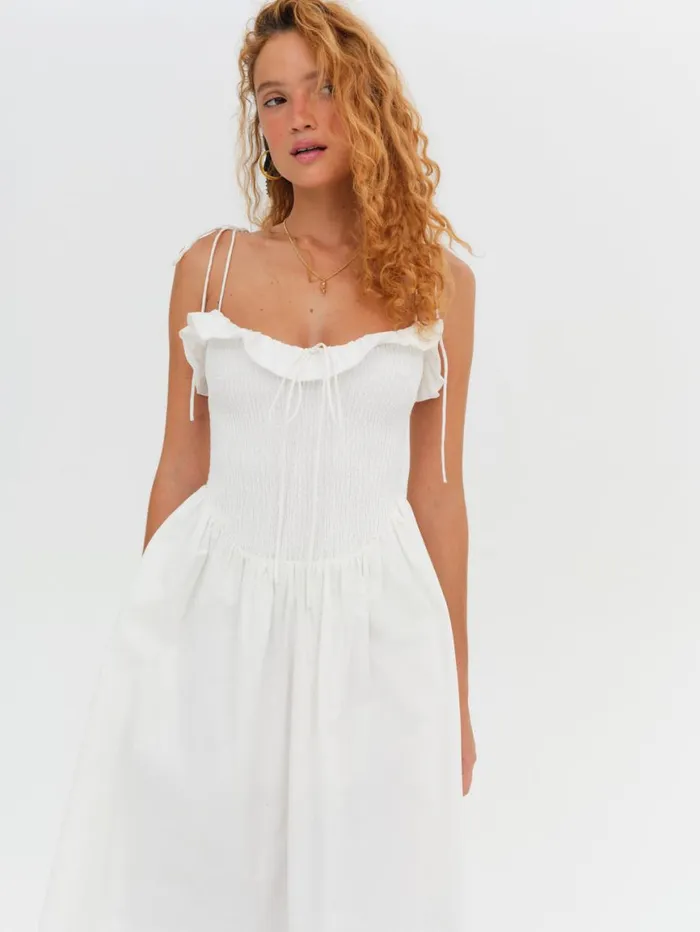 Women Dresses For Love and Lemons Bethany Midi Dress White Women Dresses For Love and Lemons Bethany Midi Dress White