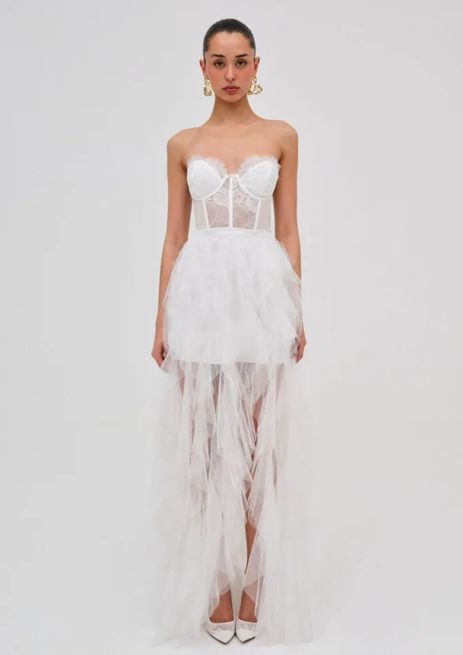 Women Dresses For Love and Lemons Bustier Gown White Women Dresses For Love and Lemons Bustier Gown White