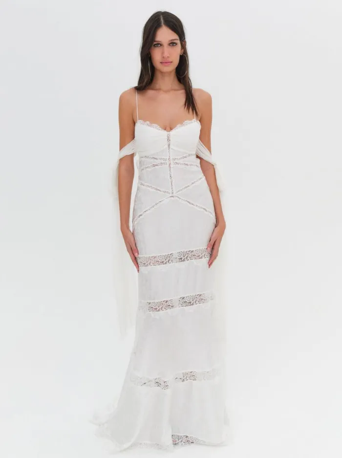 Women Dresses For Love and Lemons Rita Lace Gown White