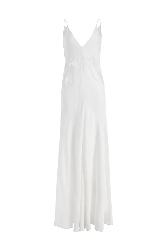 Women Dresses Gabriela Hearst Apuleius Lace Dress In Ivory Silk Crepe