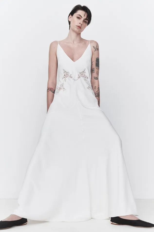 Women Dresses Gabriela Hearst Apuleius Lace Dress In Ivory Silk Crepe